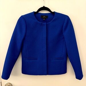 J. crew round collar jacket, cobalt blue, textured, size 00